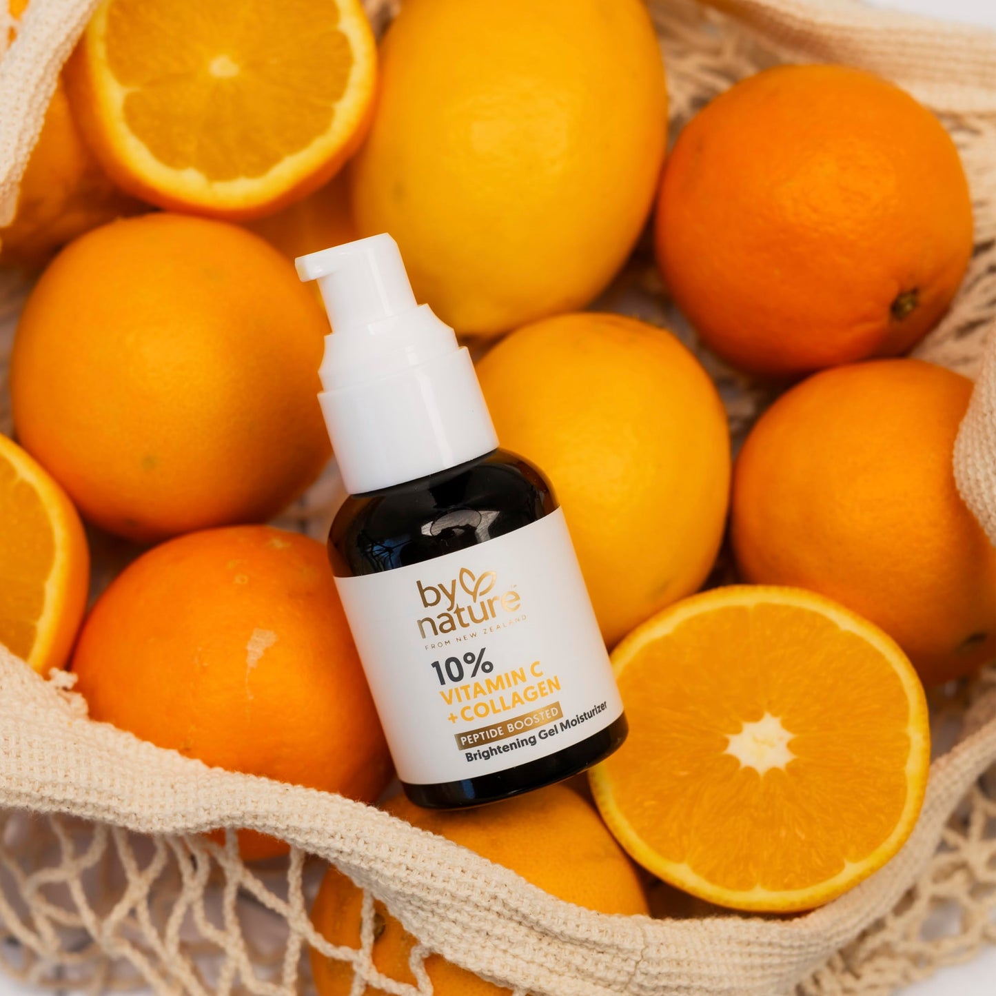 By Nature Gel Face Moisturizer - 10% Vitamin C + Collagen Peptide Brightening Moisturizer for Face and Neck - Energize and Hydrate Dull Skin + Fade Dark Spots - Dry Skin Face moisturizer Gel