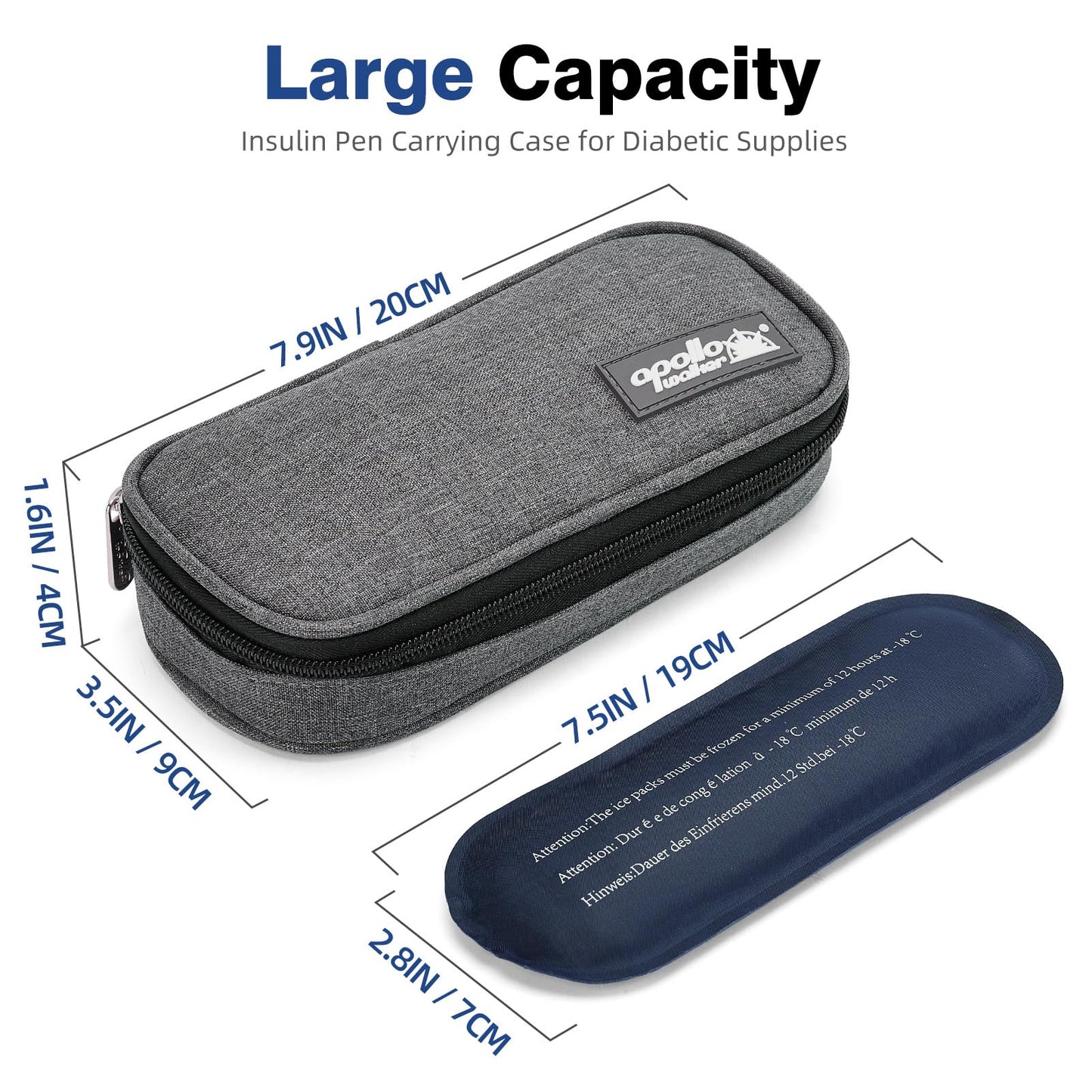 apollo walker Insulin Cooler Travel Case Diabetic Medication Cooler with Ice Packs and Insulation Liner insulin cooler travel case tsa approved