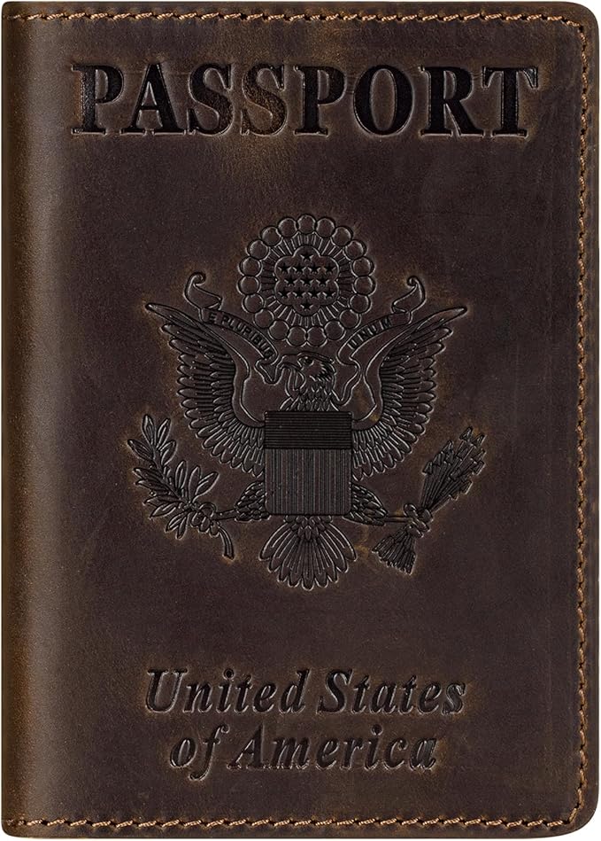 BIAOTIE Premium Leather Passport Holder Covers, Rfid Travel Wallet Passport Document Holder, Travel Essentials Wallet Cover Case for Men and Women (Coffee)