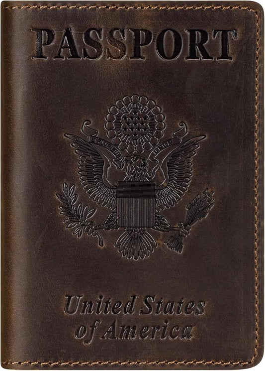 BIAOTIE Premium Leather Passport Holder Covers, Rfid Travel Wallet Passport Document Holder, Travel Essentials Wallet Cover Case for Men and Women (Coffee)