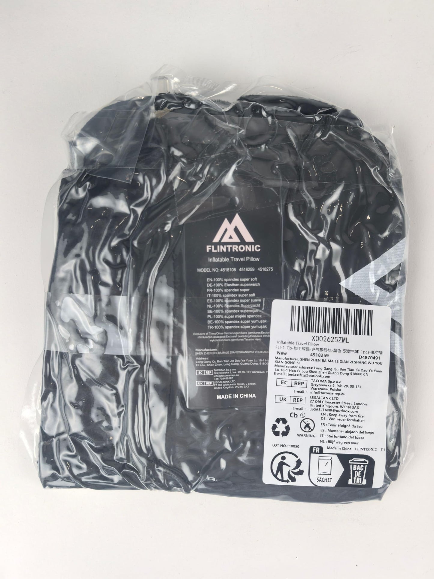 flintronic Inflatable Travel Pillow, Inflatable Travel Pillow for Airplane, Soft Velvet Neck Support, Lightweight Ergonomic Sleeping Neck Pillow for Airplane, Train, Car, Office (Black)