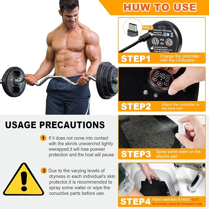 ABS Stimulator Muscle Toner Flex Fitness Belt for Waist Trimmers FDA Cleared AB Machine Abdominal Toning Ems (Orange, One Size)