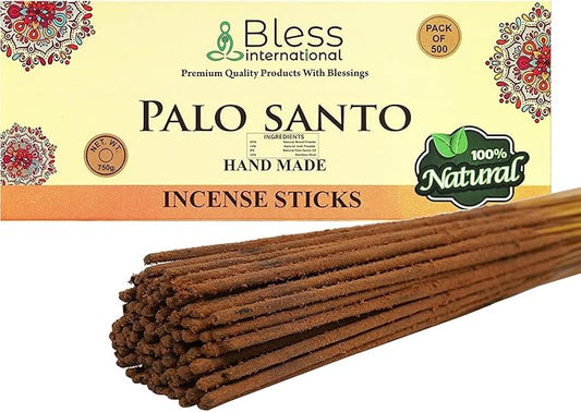 Bless-Palo-Santo 100%-Natural-Handmade-Hand-Dipped-Incense-Sticks Organic-Chemicals-Charcoal-Free Purification-Relaxation-Positivity-Yoga-Meditation Best-Woods-Scent (500 Sticks (26 OZ))