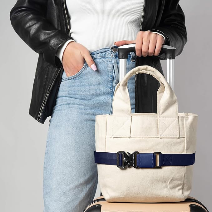 Cincha Mini Travel Belt for Luggage - Stylish & Adjustable Add a Bag Luggage Strap for Carry On Bag - Airport Travel Accessories for Women & Men - As Seen on Shark Tank (Navy)