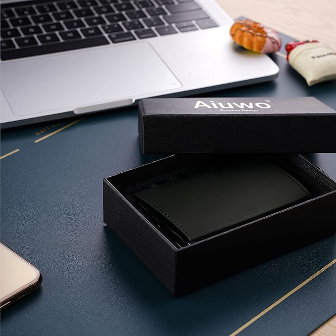 Aiuwo Airtag Wallet for Men,Mens Wallet Card Holder,Smart,Slim,Minimalist Wallet,Credit Cards Holder RFID Blocking Wallet (Airtag Wallet, Crazy Horse Black)