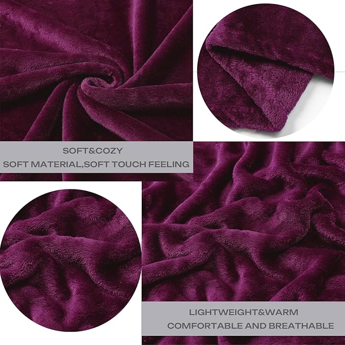 JIAHANNHA Purple Throw Blanket Fleece Blanket 60"x80",Super Soft Cozy Plush Throw Blanket for Couch Sofa Bed,Warm and Lightweight Bed Blankets for Adults