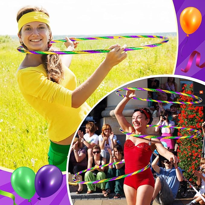 12 Pack 24 inch Exercise Hoop Plastic Glitter Hoop Obstacle Course Ring Toy for Adult Party Gymnastic Playing for Parade Decoration Games Performance Outdoor Sports