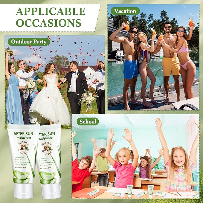 24 Pcs After Sun Lotion Mini Aloe Vera Lotion Bulk Travel, 1 oz Travel Size Aloe Vera Skin Moisturizer Organic Mini Sunscreen Bulk Party Favor Moisturizing for Face and Body