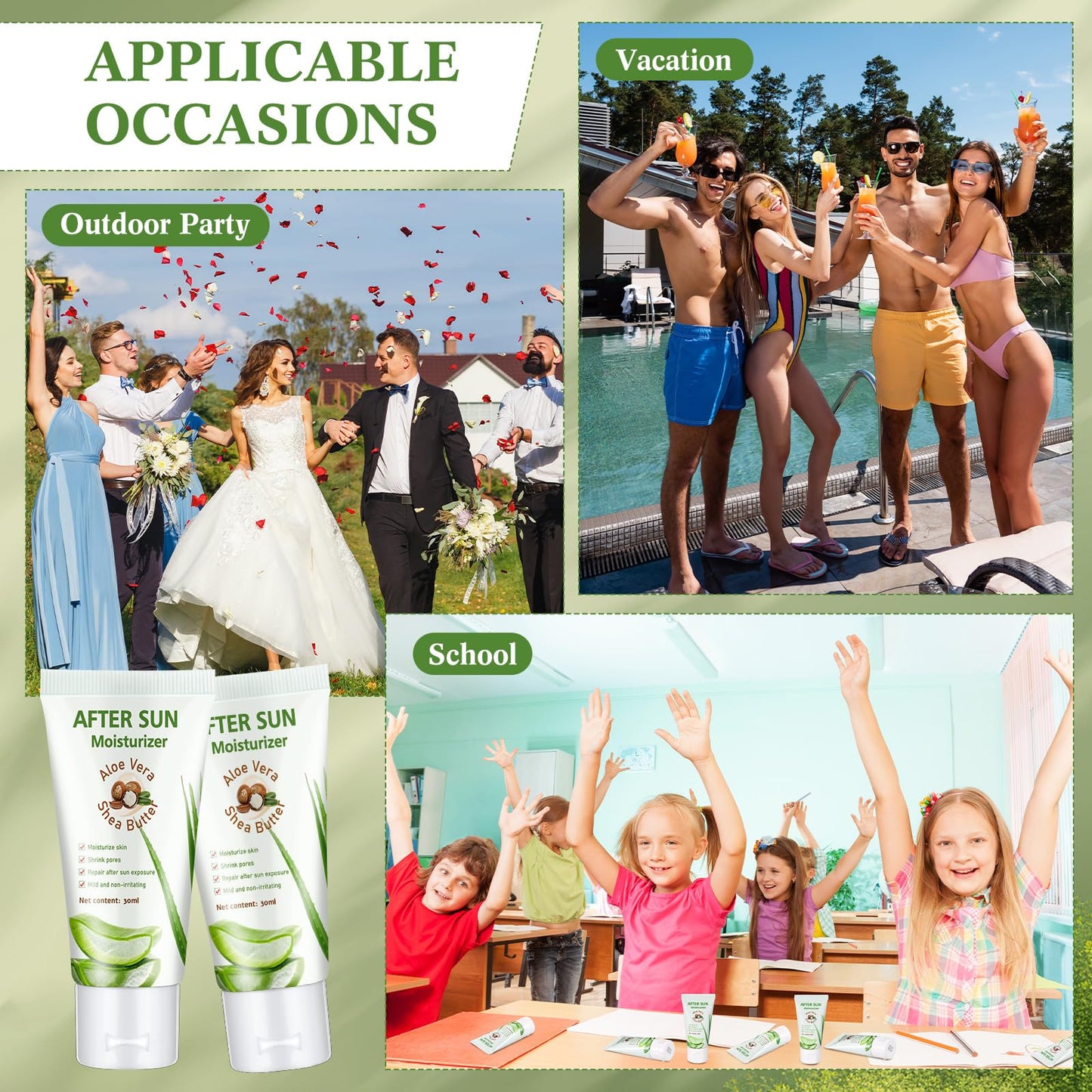 Dansib 24 Pcs After Sun Lotion Mini Aloe Vera Lotion Bulk Travel, 1 oz Travel Size Aloe Vera Skin Moisturizer Organic Mini Sunscreen Bulk Party Favor Moisturizing for Face and Body