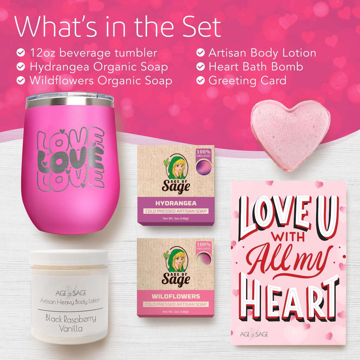 Love Spa Gift Basket for Women - Self Care Basket, Relaxation, Pampering Gift for Girlfriend, Wife, Mom, Sister, Friends - Birthday Bundles, Mothers Day, Anniversary, Valentines Day Gift Set for Her