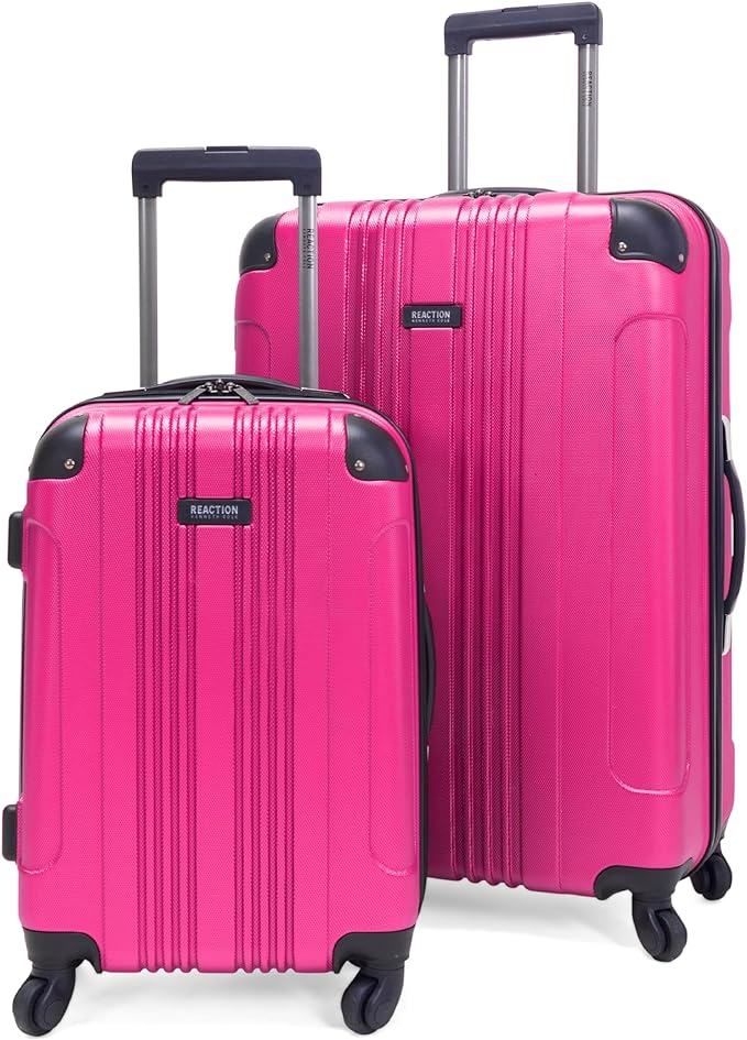Kenneth Cole REACTION Out of Bounds Lightweight Hardshell 4-Wheel Spinner Luggage, Magenta, 2-Piece Set (20" & 28")