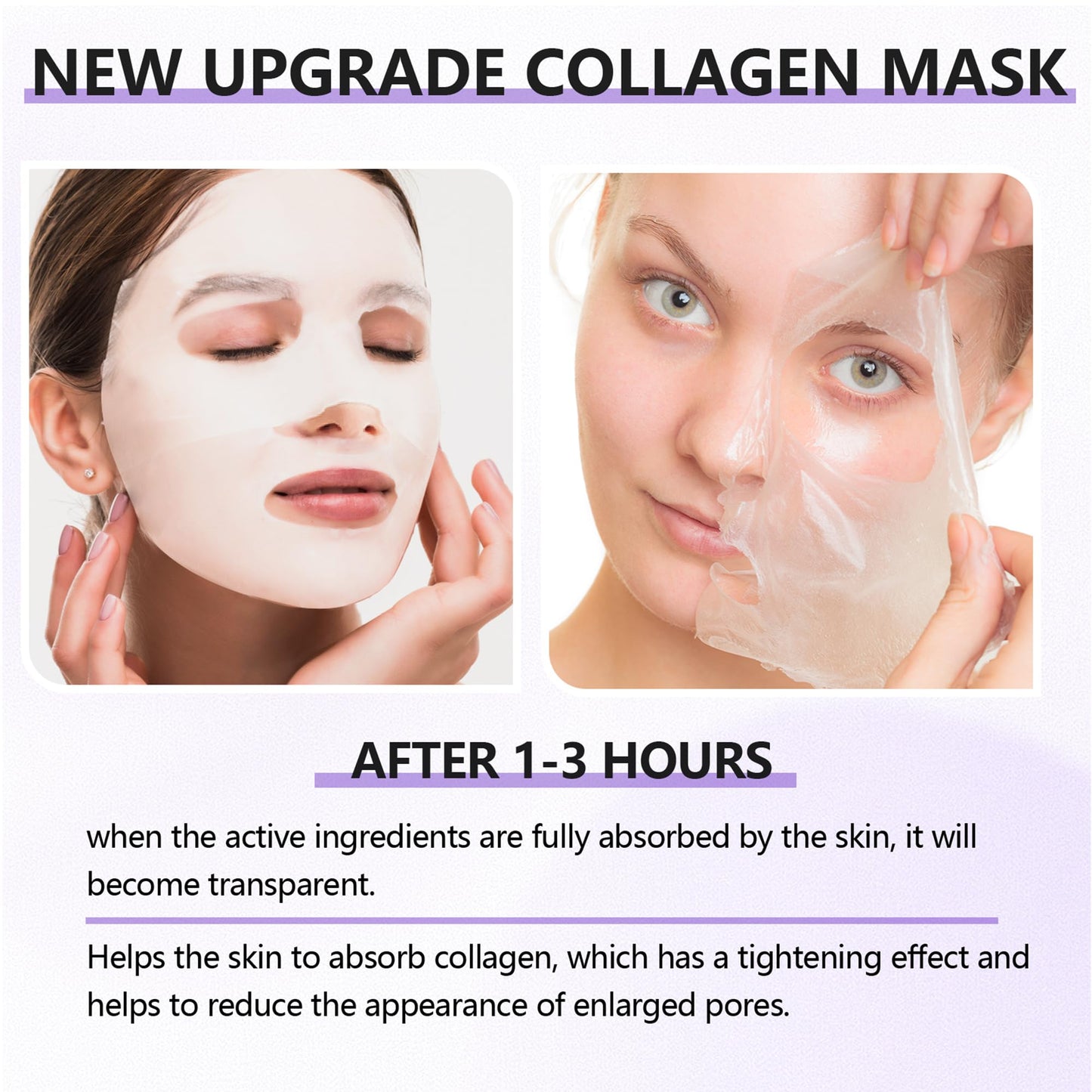YUOLITA Deep Collagen Jelly Gel Face Mask,Bio-Collagen Facial Mask for Glass Glow Skin,Hydrating Hydrogel sheet Overnight Mask, low molecular weight collagen for lifting, firming, and moisturizing