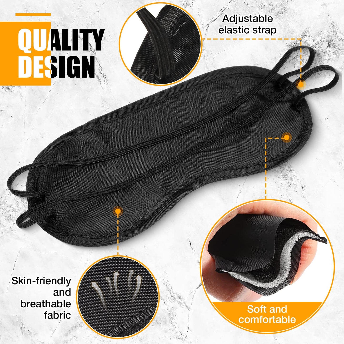 Tarpop 200 Pcs Eye Mask Sleeping Blindfold Eye Cover with Adjustable Strap for Games Party Team Building Travel Individually Wrapped Sleep Mask for Women Men(Black)