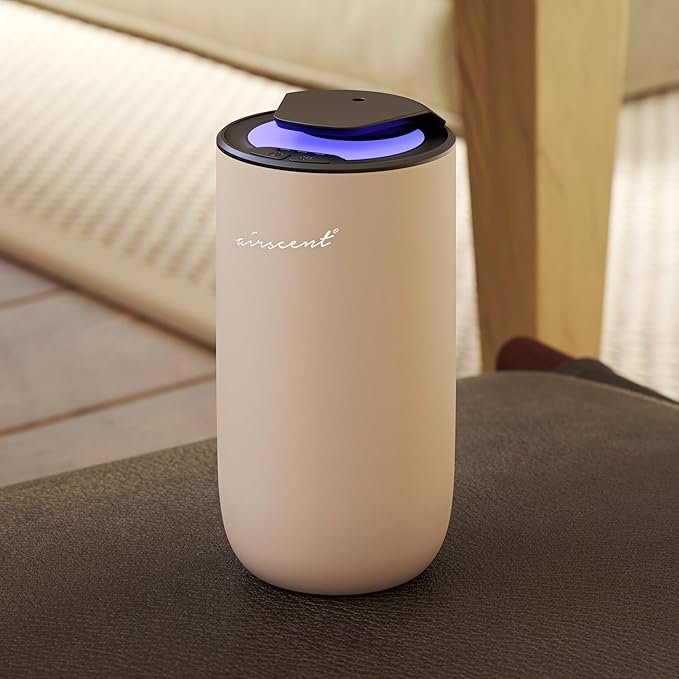 The AirScent Mini Waterless Diffuser for for Homes, Offices, Spas and Hotels - Gold Finish - Fragrance Oil Aromatherapy Diffuser for Aesthetic Scenting -15 mL Capacity - Night Light Feature