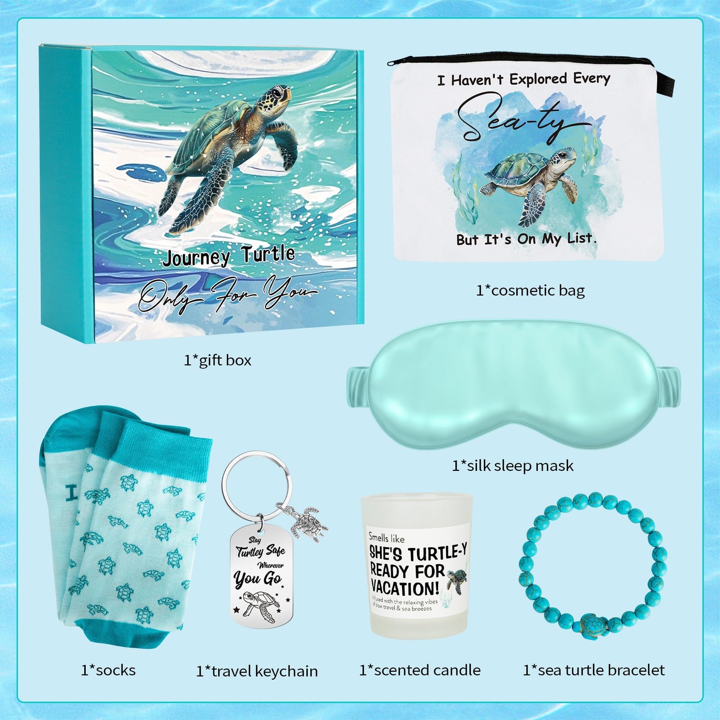 Sea Turtle Gifts for Women – Travel Gift Set for Turtle Lovers, Birthday Gift Baskets for Her, Cute Ocean Themed Present for Mom, Sister, Friends, Valentine’s Day, Christmas, Mother's Day