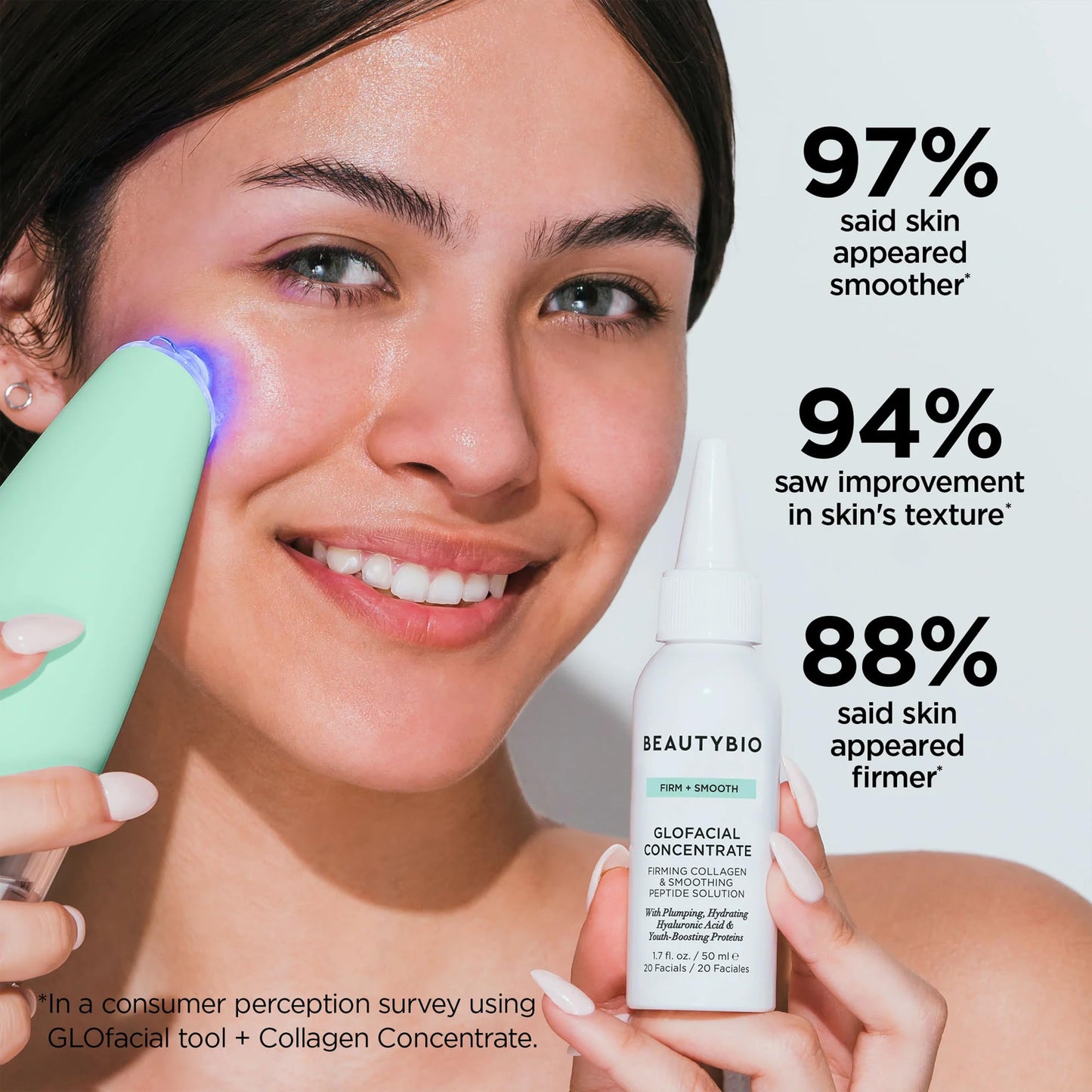 BeautyBio GLOfacial Hydro-Infusion Deep Pore Cleansing + Blue LED Clarifying Tool & Concentrates