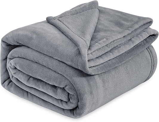 Bedsure GentleSoft Fleece Bed Blankets Queen Size Grey - Soft Lightweight Plush Fuzzy Cozy Luxury Fall Blanket Microfiber, Room Home Decor Gifts for Women and Men, 90x90 inches