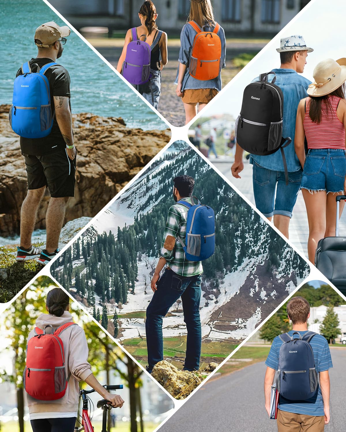 Gonex Ultra Lightweight Packable Backpack Daypack Handy Foldable Camping Outdoor Travel Cycling School Backpacking(Black)