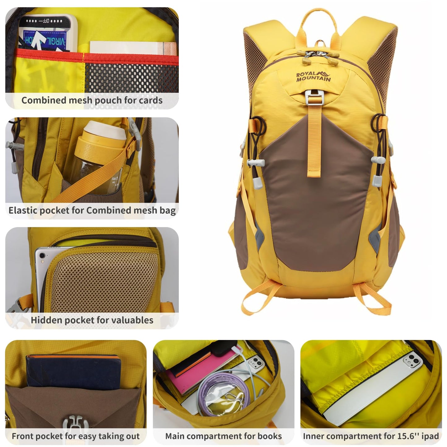 ROYAL MOUNTAIN Hiking Backpack 30L Foldable Travel Daypack For Women Men,Camping Daypack Backpacks Lightweight,Durable Hiking Backpack Fit For Hiking,Daily Commuting,Short Trips.(With Rain-cover)