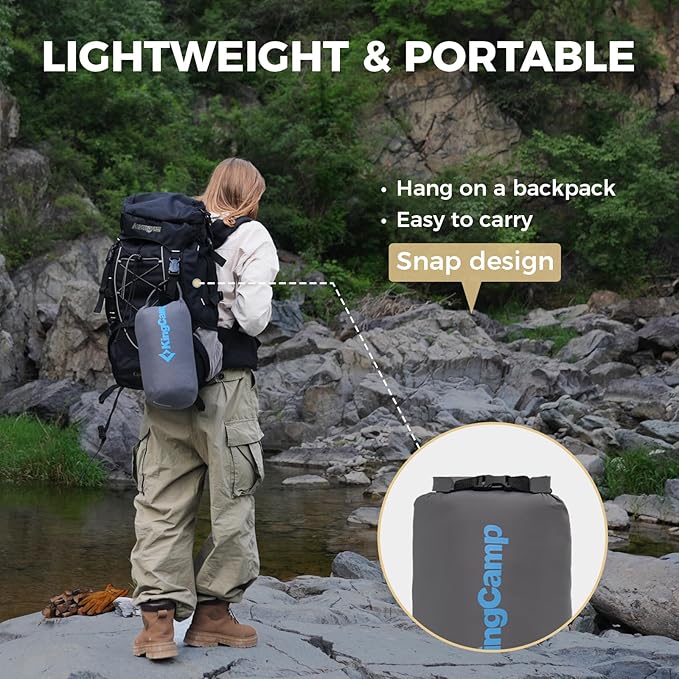 KingCamp Ultralight Camping Blanket Packable Down Alternative Puffy Wearable Blankets Weatherproof Warm Package Quilt with Snap Buttons & Corner Loops for Outdoor Travel Stadium (69" L x 53" W, Grey)