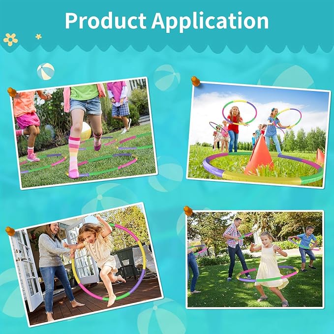 2 Pack Color Hoop - Size & Length Adjustable, Plastic Toys for Adults & Party Games, Gymnastics & Dog Agility Equipment, Christmas Wreath