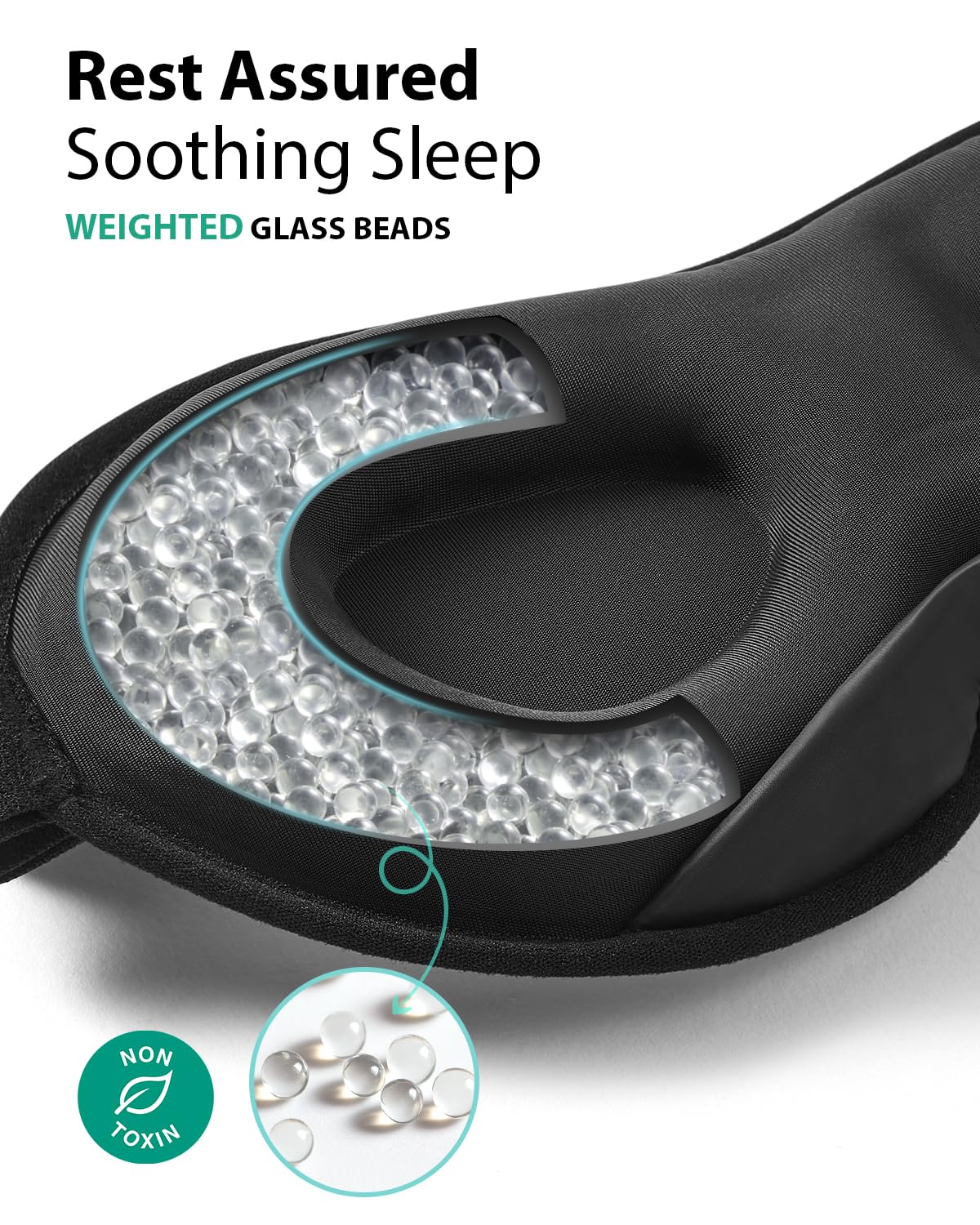 MABAO Weighted Eye Mask for Sleeping, Blackout 3D Contoured Sleep Mask with Adjustable Strap for Women Men, Memory Foam, Gentle Pressure Relief Comfort Eye Cover Blindfold for Insomnia & Travel -Black