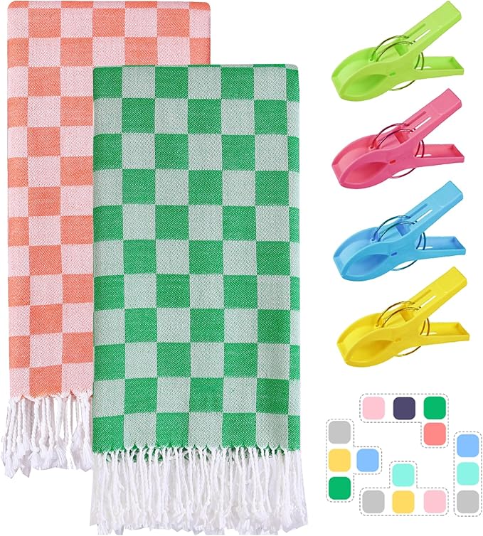 2 Packs Turkish Beach towel Blanket Bath Pool Towels Women Europe Mexico Puerto Vallarta Nassau Coaster San Lucas Venice Waikiki Trip Accessories Flight Flying Airplane International Travel Essentials