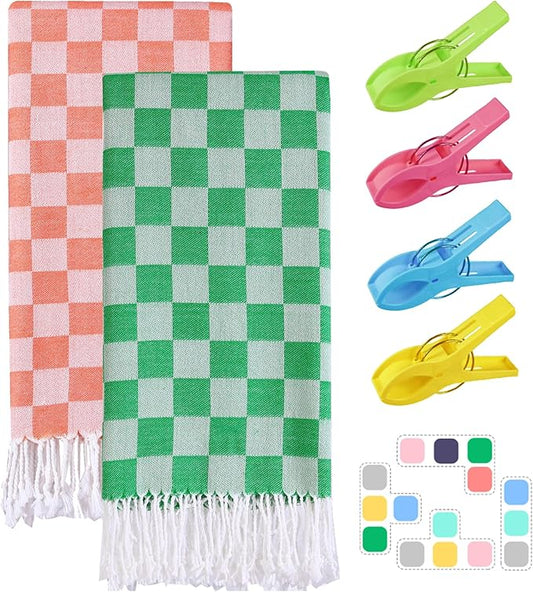 2 Packs Turkish Beach towel Blanket Bath Pool Towels Women Europe Mexico Puerto Vallarta Nassau Coaster San Lucas Venice Waikiki Trip Accessories Flight Flying Airplane International Travel Essentials