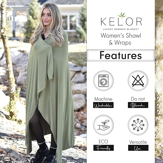 K E L O R Luxury Cooling Travel Blanket - Stretchy, Lightweight Soft & Breathable Shawl Wraps for Women