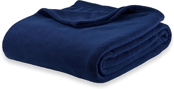 Berkshire Blanket Microfleece King Size Bed Blanket Navy,Lightweight Soft Breathable Plush Micro Fleece Blanket for Bed Couch Sofa,90x108 Inches