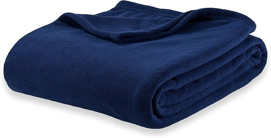 Berkshire Blanket Microfleece King Size Bed Blanket Navy,Lightweight Soft Breathable Plush Micro Fleece Blanket for Bed Couch Sofa,90x108 Inches