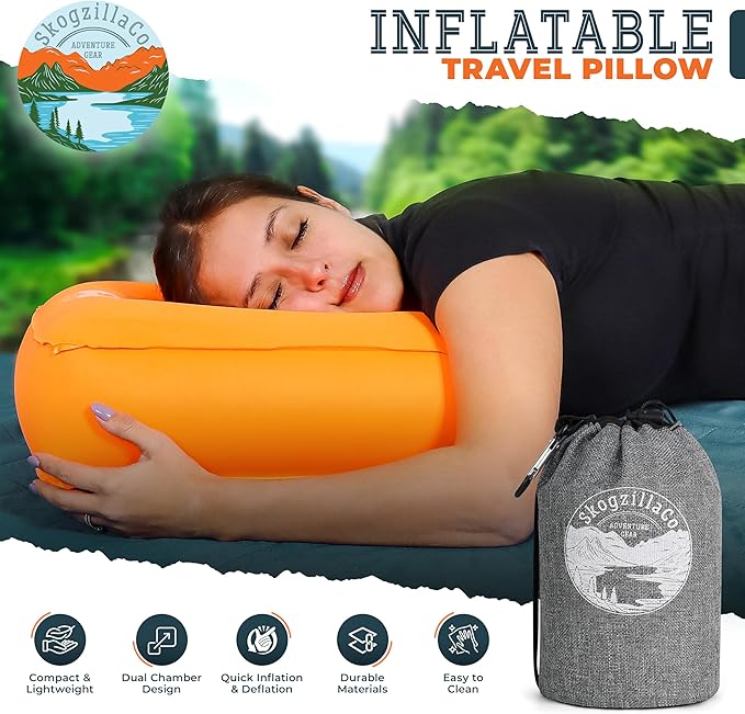 TrailNeck 1.0 camping pillow-Compact, portable, packable, camping essentials, outdoor gear, hiking, backpacking, deployments, beach, car, plane travel pillow. Firm pillows for multi-position sleepers.