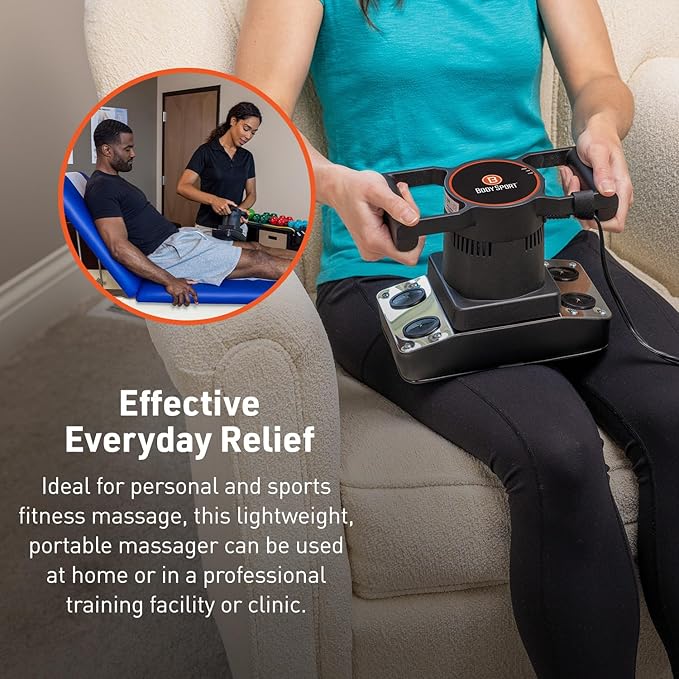 Body Sport Therapeutic Dual Speed Professional Vibrating Massager for Pain & Aching Muscle Relief – High-Powered, Effective, Chiropractic Myofascial Release Tool