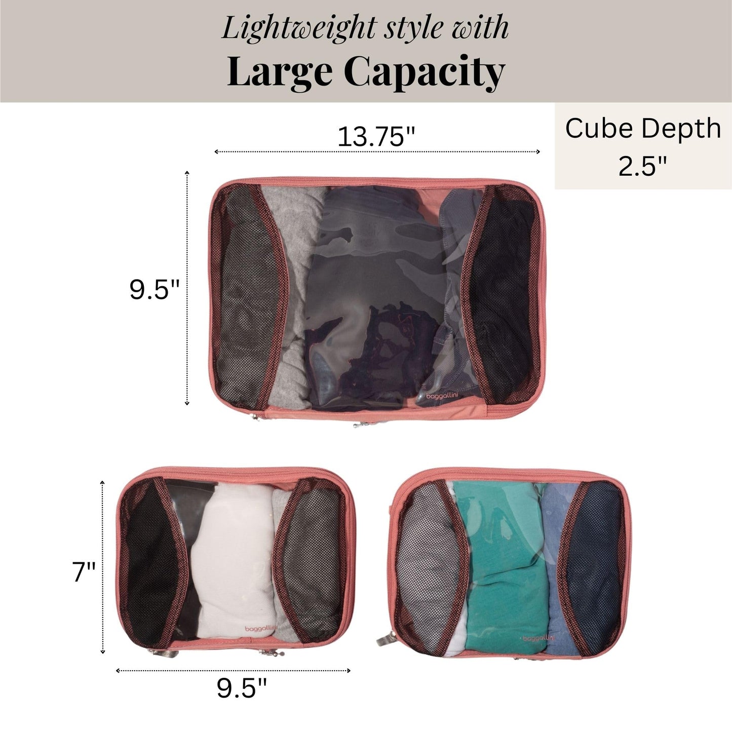 Baggallini Compression Cube 3-piece set - Lightweight Compression Packing Cubes for Travel