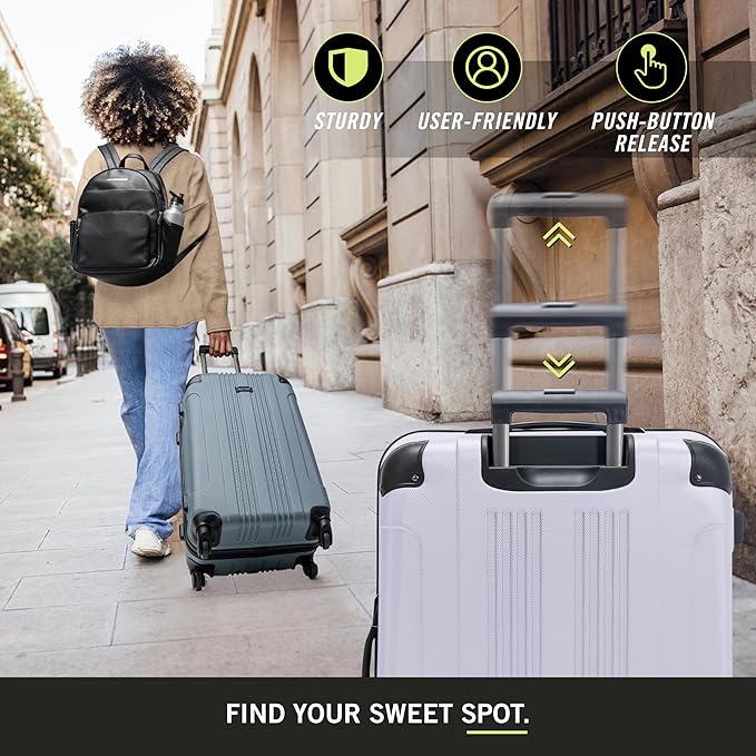 Kenneth Cole REACTION Bounds Lightweight Hardshell 4-Wheel Spinner Luggage, Lavender, 2-Piece Set (20" & 28")