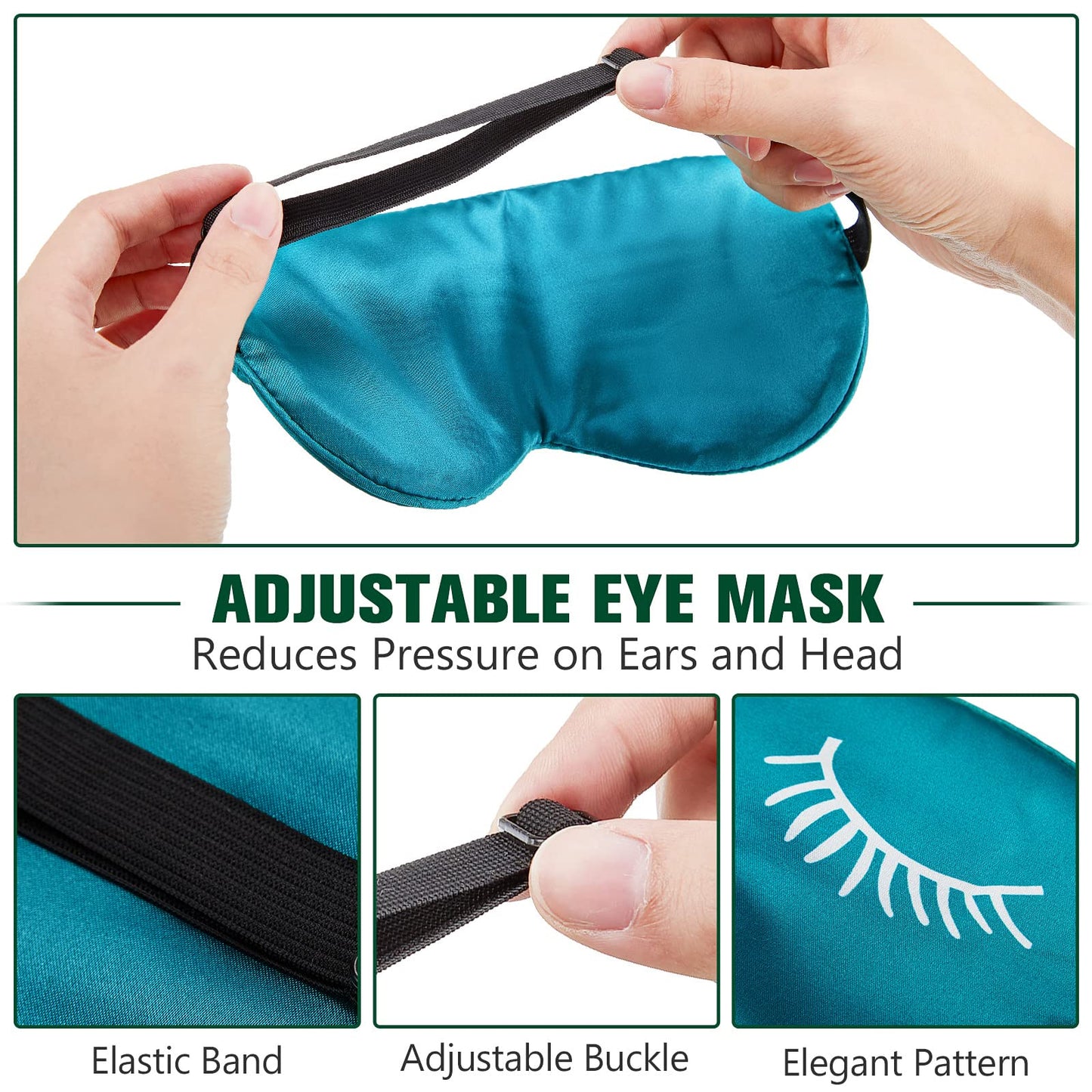 Jecery 6 Pieces Silk Sleep Eye Masks Soft Eye Masks Adjustable Blindfold Eyeshade Sleep Eye Cover Smooth Sleeping Masks with Storage Bag for Women Men Sleep Travel Nap