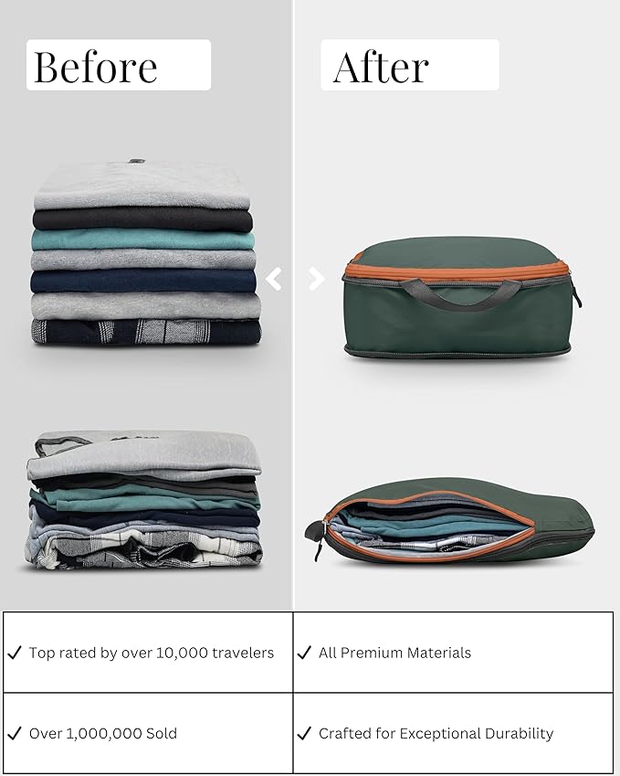 Compression Packing Cubes Set for Travel - Lightweight, Durable Clothes Organizer for Carry-On Luggage and Suitcases by TRIPPED Travel Gear