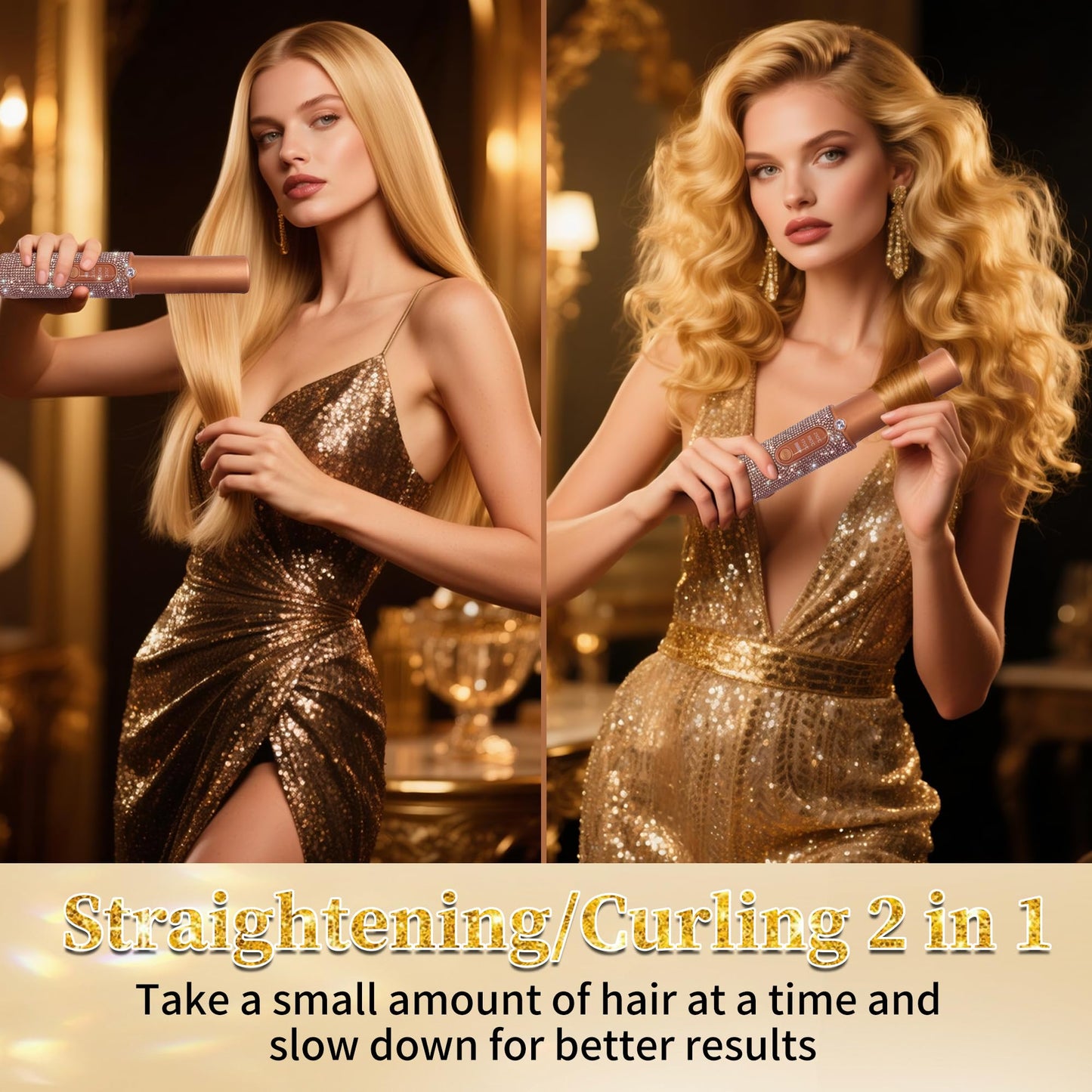 Cordless Hair Straightener, Portable Straightener 2 in 1 for Hair Straightening and Curling, Fast Heating Cordless Flat Iron, 5000mAh Hair Straightener Travel,210°C/410°F Within Seconds(Libre)