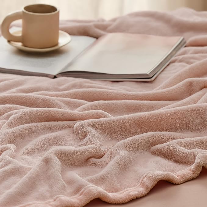 Bedsure GentleSoft Fleece Throw Blanket Dusty Pink - 300GSM Blankets for Couch, Sofa, Bed, Soft Lightweight Plush Cozy Throws for Toddlers, 50x60 inches