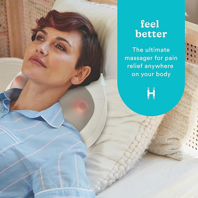 Homedics Heated Shiatsu Massage Pillow for Neck, Back and Shoulder Pain. Portable, Cordless Deep Tissue Massager. Create Your Own Massage Chair, for Bed, Floor, or Couch