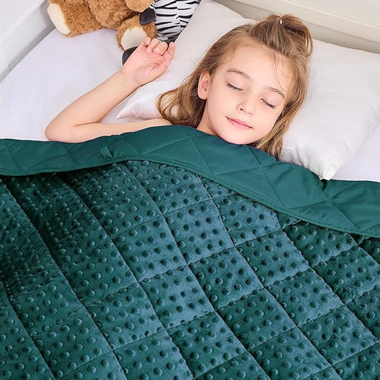 Kid Weighted Blankets Weighted Throw Blanket for Boys 7 Pounds Heavy Blanket Microfiber Children Fleece Weighted Comforter Bed Throw Blanket for 5+Years, 40 * 60in, Green