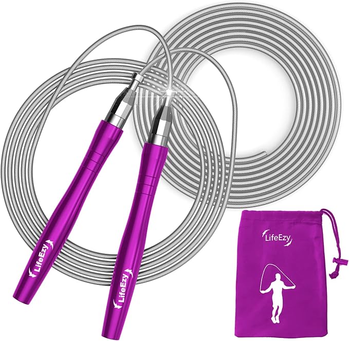Jump Rope, High Speed Weighted Jump Rope - Premium Quality Tangle-Free - Self-Locking Screw-Free Design - Jump Ropes for Fitness - Skipping Rope for Workout Fitness, Crossfit & Home Exercises