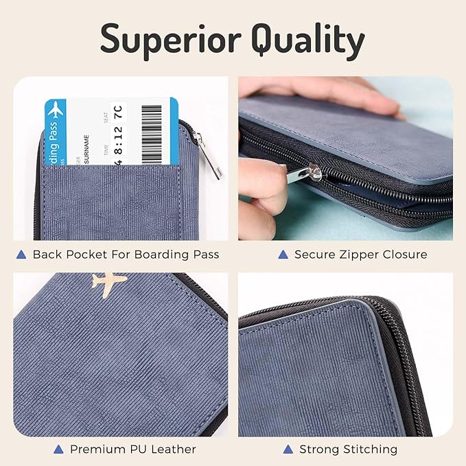 Cnycmy Passport Holder with Airtag,Passport-Wallet-Holder for Women, RFID Passport Holder with Slot Waterproof, PU Leather Travel Passport Case (Blue3)