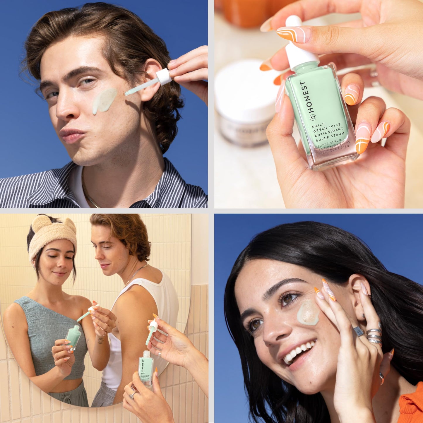 Honest Beauty Never Basic Skincare Duo | Mini Hyaluronic Acid Infused Hydrogel Cream (0.57 fl oz) + Mini Green Juice Antioxidant Serum (0.4 fl oz) | EWG Verified, Vegan + Cruelty Free