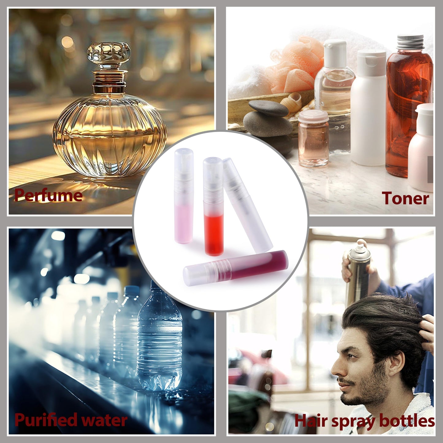 KCKHFA 10 PCS Mini Perfume Travel Spray Bottle Refillable, Plastic Hair Perfume Atomizer for Toner