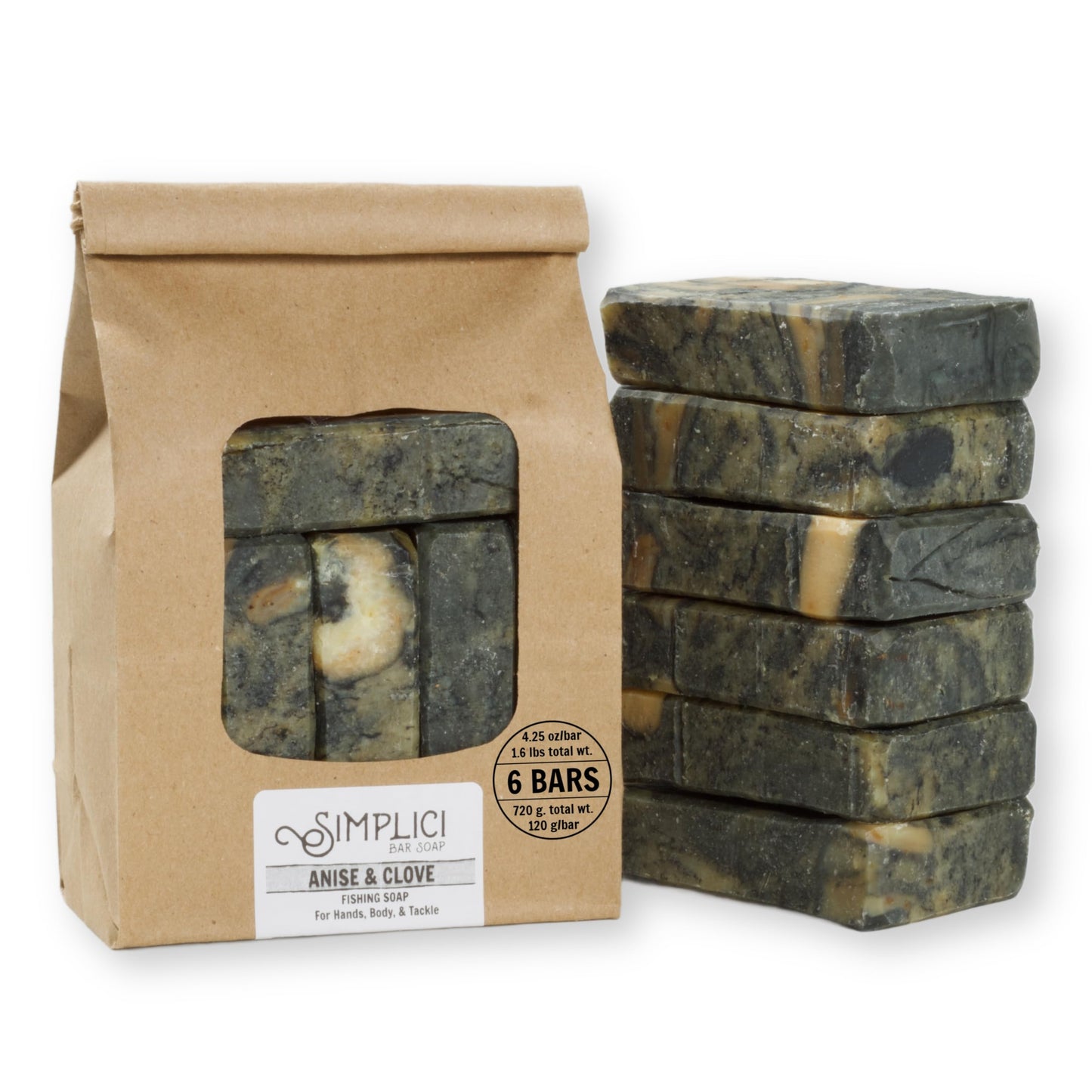 Simplici Anise & Clove Natural Soap (with pure essential oils) 6 Bar Value Bag. Palm Free.