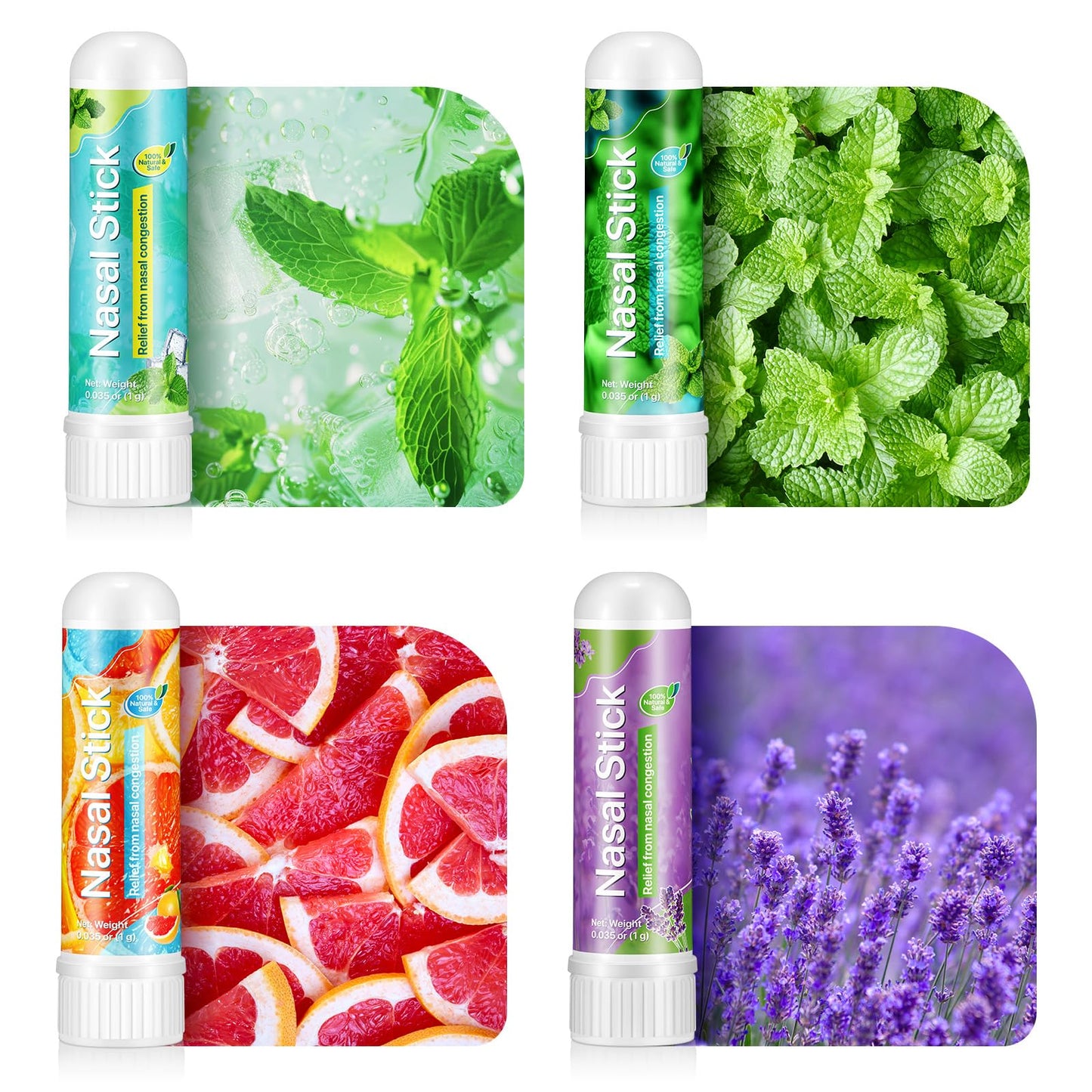 4 Pack Nasal Stick,Nasal Inhaler Stick,Nose Inhaler Boost Energy Set,Inhaler,Sinus & Congestion Relief, Daily Relaxation, Stress Relief, Pure Natural Ingredients