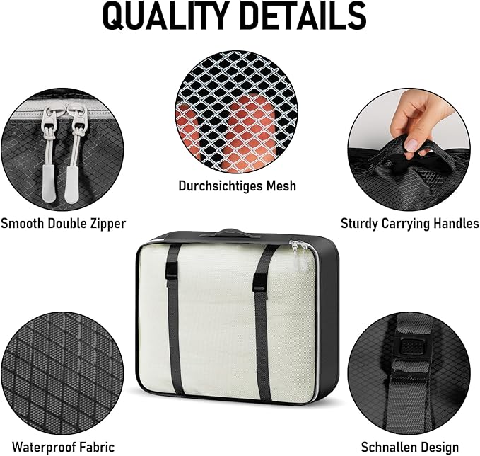 4-Piece Packing Cube Set - Lightweight Luggage Organizers for Travel, Vacation and Suitcases - Durable Accessories with Compression