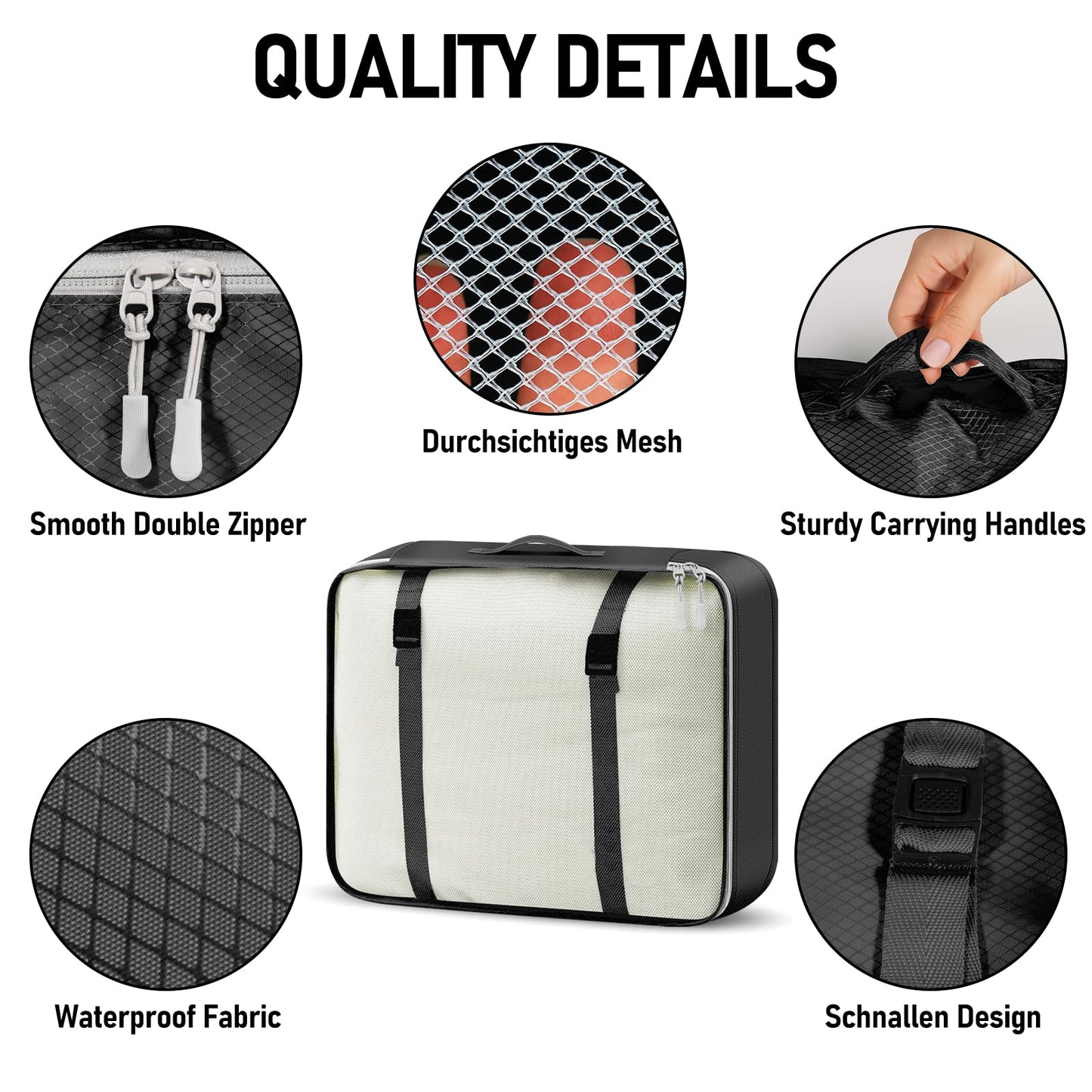 Lemoobolsa 5 Set Packing Cubes For Travel Essentials, Luggage Packing Organization Cubes Suitcase Organizer Bags Set For Luggage Travel Packing Cubes For Suitcases Durable (5 Pcs, Black)