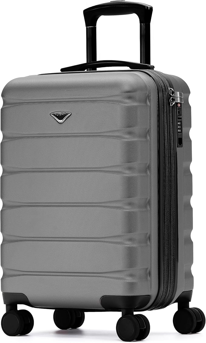 Carry On Suitcase Hardside TSA Lock & USB Port Silent Double Spinner Wheels Maximum Carry-On Bag For Canada Air Approved Airlines( 21.5x15.5x9" ,Charcoal )